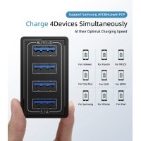 5V 5.1A QC 3.0 Mobile 4-Ports Wall Charger