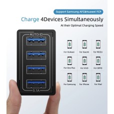 5V 5.1A QC 3.0 Mobile 4-Ports Wall Charger